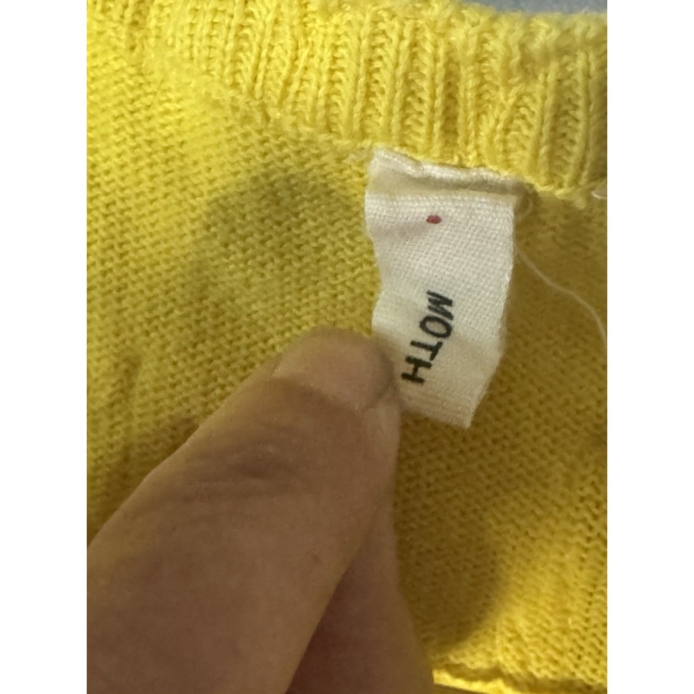 Moth Anthropologie Women's Size M Wisteria Cardigan Sweater Yellow Embroidered - Picture 6 of 7